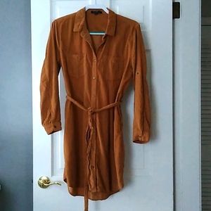 Brown fall button down dress